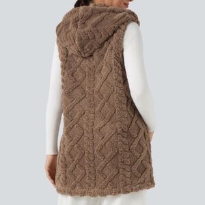 HALARA Brown Hooded Sleeveless Sweatshirt